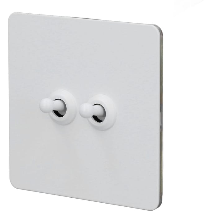 Muur Tuimelschakelaar RVS Paneel Geïsoleerde PC Basis 2-voudig 2-weg Dubbelpolige Tuimelschakelaar Minimalistisch Wit white