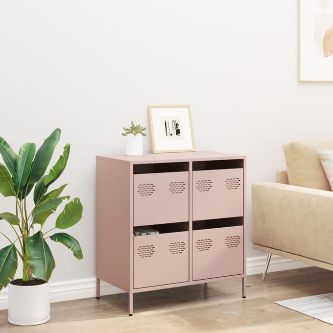 vidaXL - Dressoir - 68x39x73,5 - cm - koudgewalst - staal - roze