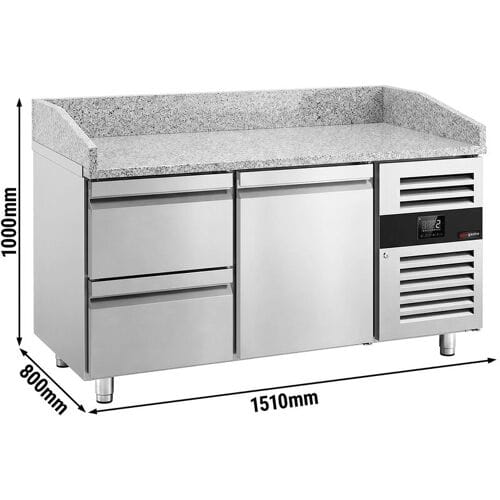 GGM Gastro Pizzakühltisch ECO - 1500x800mm - mit 1 Tür & 2 Schubladen