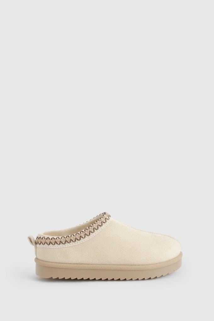 boohoo Dames Geborduurde Gezellige Mules | Beige | Maat: 6