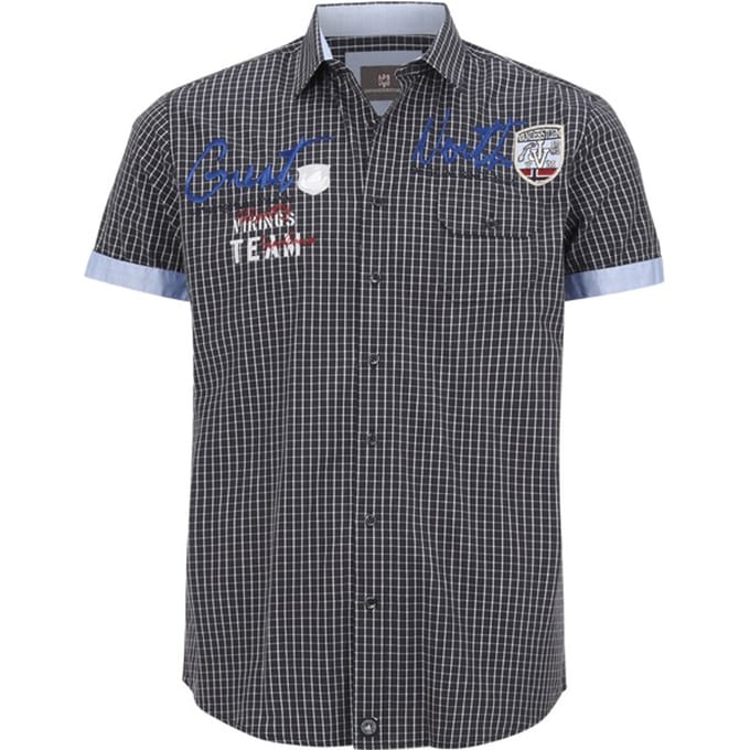 Jan Vanderstorm herren Overhemd Met Korte Mouwen - 43/44 - donkerblauw - Plus Size
