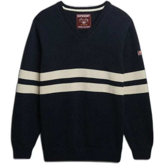 Superdry - Oversized Gestreepte V-hals Trui - Dames - Sweaters
