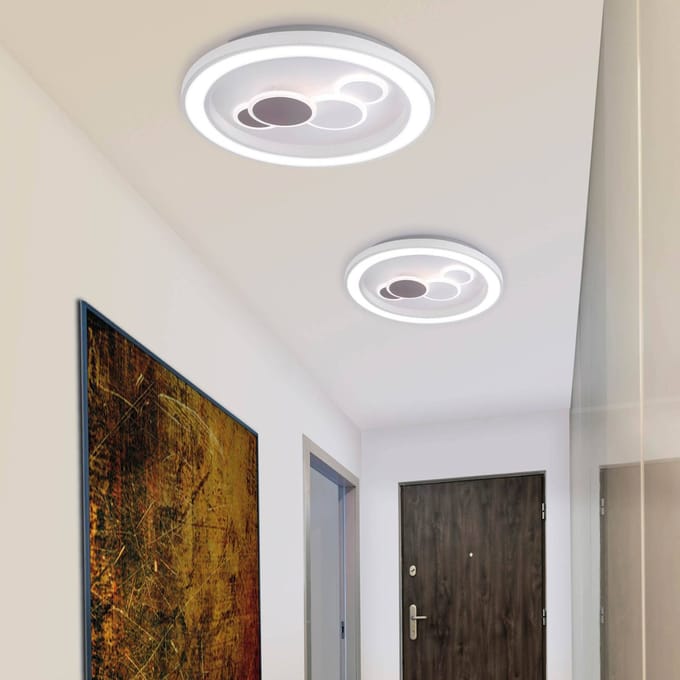 Paul Neuhaus LED plafondlamp Eliza, wit, metaal, Ø 60 cm