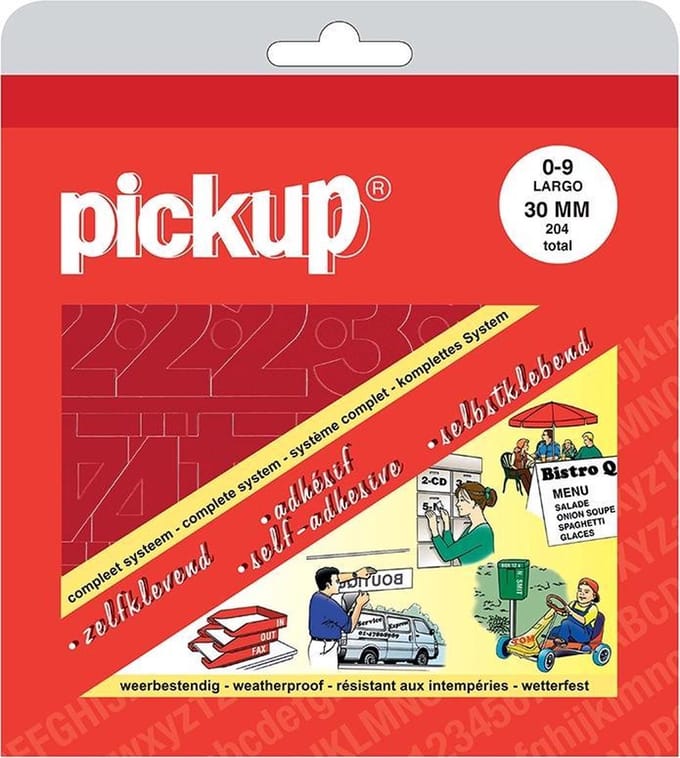 Pickup plakcijfers boekje Largo rood - 30 mm
