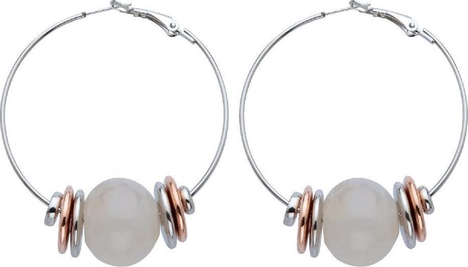 Behave - Oorringen dames - Minimalistische look - Melkwit en rosékleur