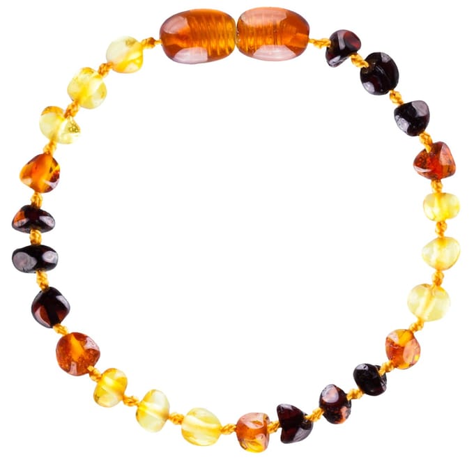 Wild Sun Barnsteen Armband Kind - Amber Enkelbandje - Baltische Barnsteen – 16,5 cm - Rainbow