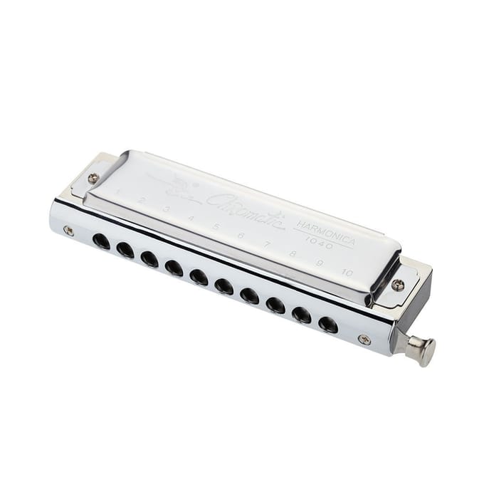 Chromatische mondharmonica 10 gaten 40 tonen sleutel van C zilver met prachtige doos white