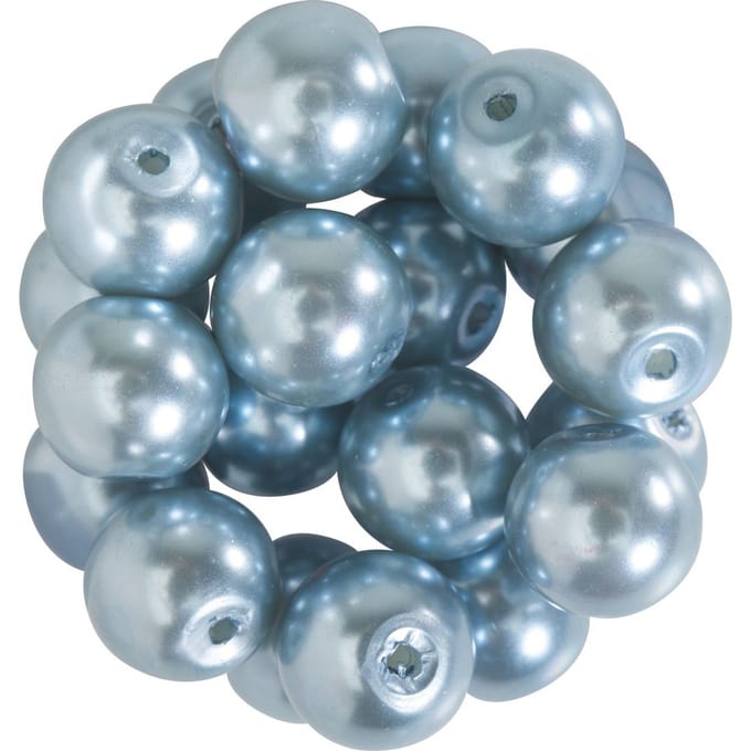 Glazen waskralen, Ø 10 mm, 20 stuks - Lichtblauw
