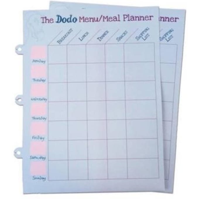 Dodo Pad Weekly Wipe-Clean Menu / Meal Planner - Rebecca Jay