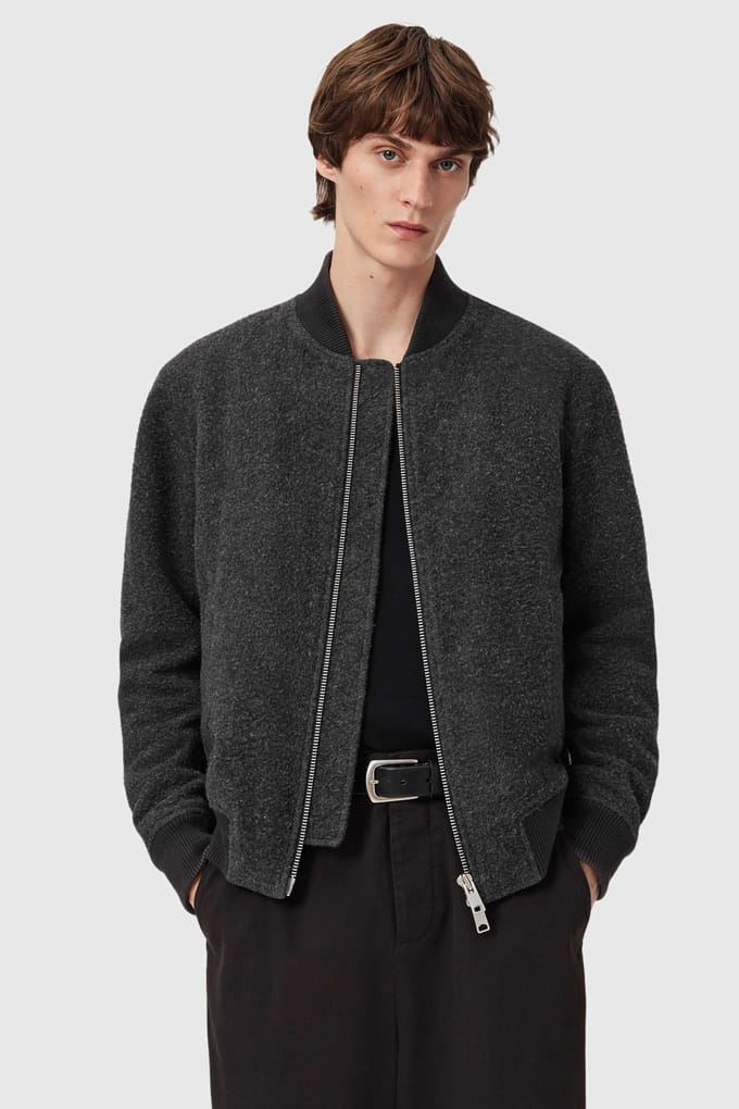 AllSaints Saku Bomber Charcoal Grey Taglia: S | Bomber Outlet | Uomo | Nero