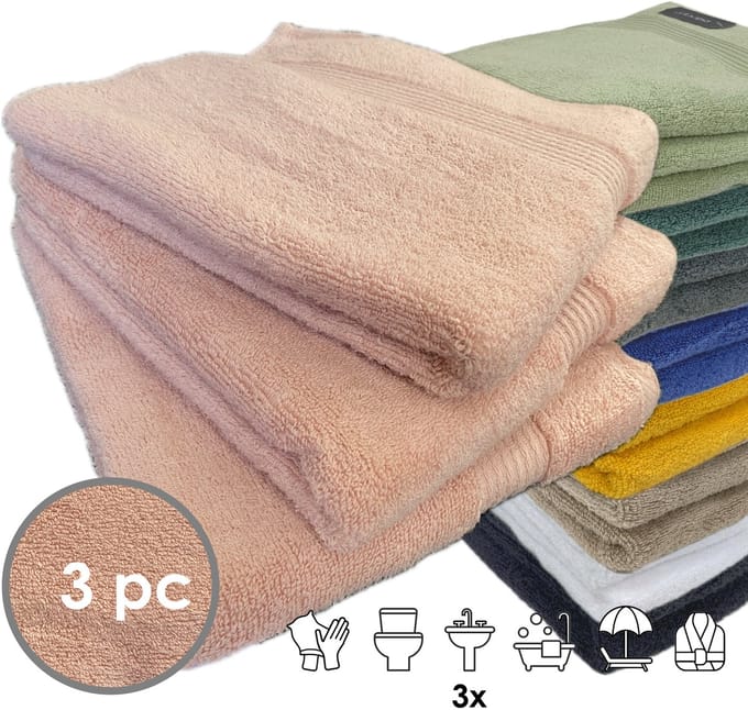 iSleep Terry Handdoek - 3 Stuks - 60x110 cm - Oud Roze