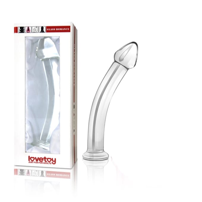 Glazen Dildo licht gebogen model