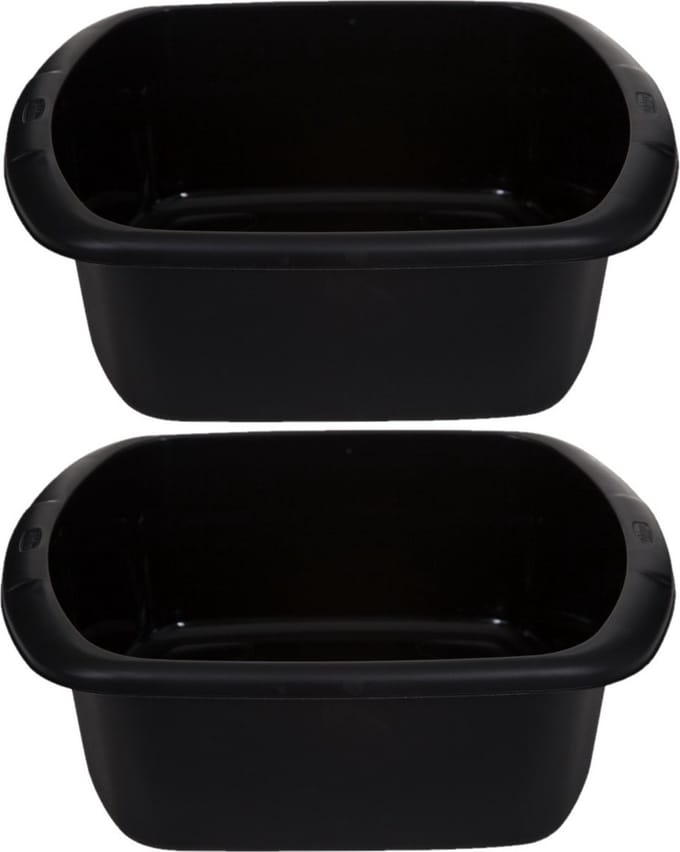 Whitefurze Afwasteil/afwasbak - 2 st - 7 liter - zwart - 32 x 28 x 13 cm