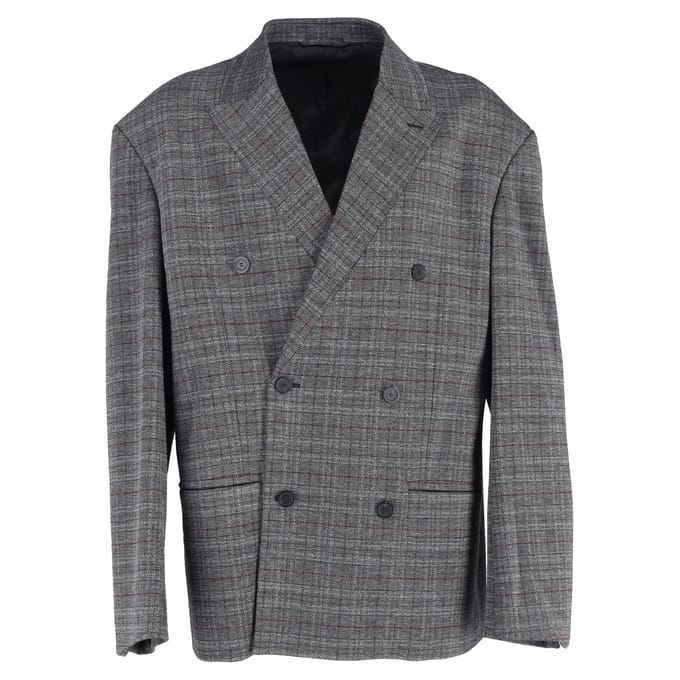 Balenciaga Double-Breasted Oversized geruite blazer in grijze viscose