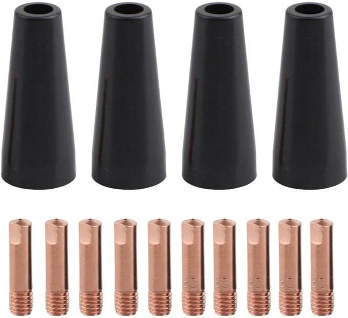 Lasaccessoires Kit - Mondstukken Tips - Efficiënt Lassen - Hittebestendig Koper - 4 Sproeiers 10 Tips - Zwart Koper