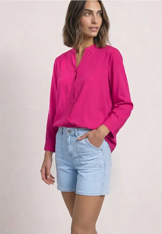 Blouse met 3/4-mouwen en split in de hals
