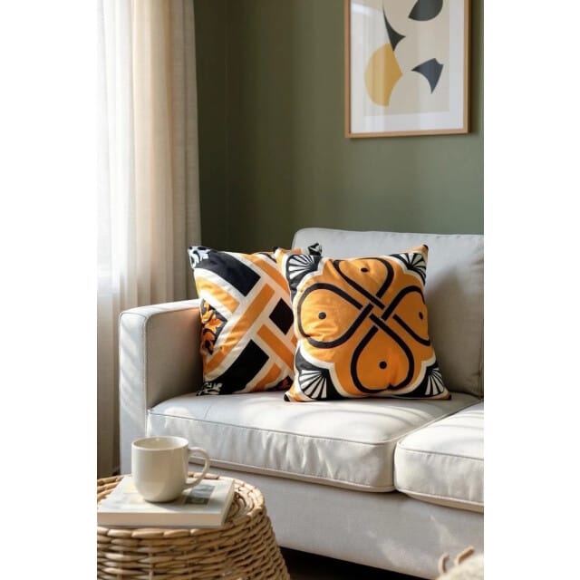 Gek op kussens! Sierkussen ornament tile #5 | 45 x 45 cm | katoen/polyester