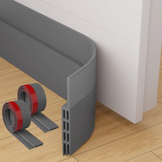 Tochtstopper voor deuren 2-pack zelfklevende deurbodem-veeggeluiddichte deurkit - Grijs 5cm x 200cm