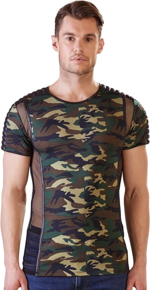 Fetish Camo Shirt met Transparante Stukken