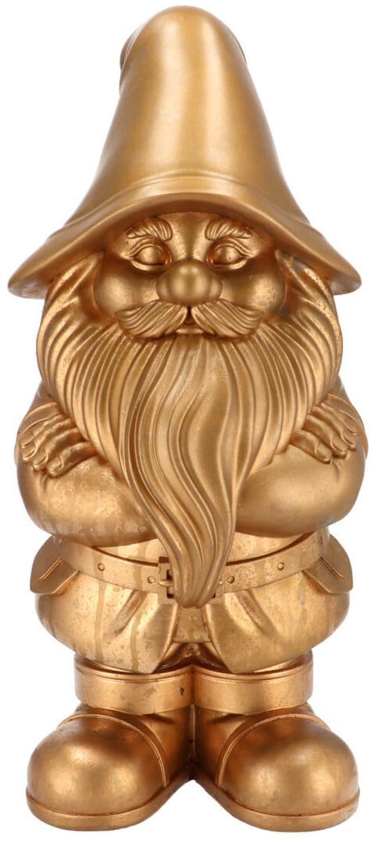 DK Design Tuinkabouter beeldje Dutch Gnome - goud - 25 cm - decoratieve tuinbeeldjes