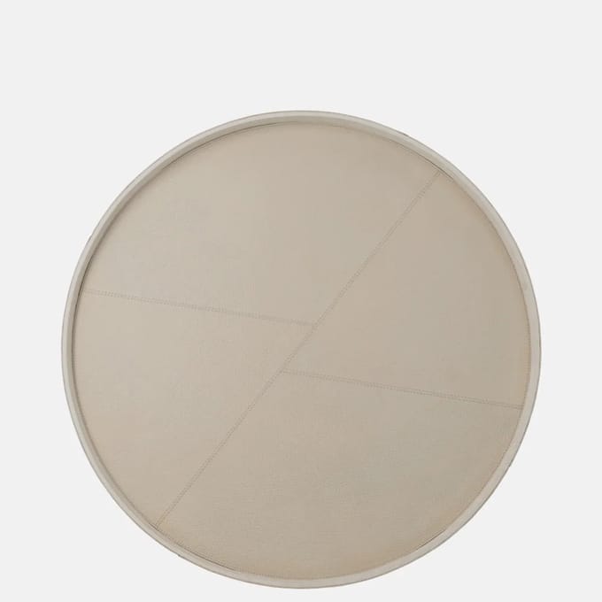 Chamada Lauren leren dienblad rond effen L beige