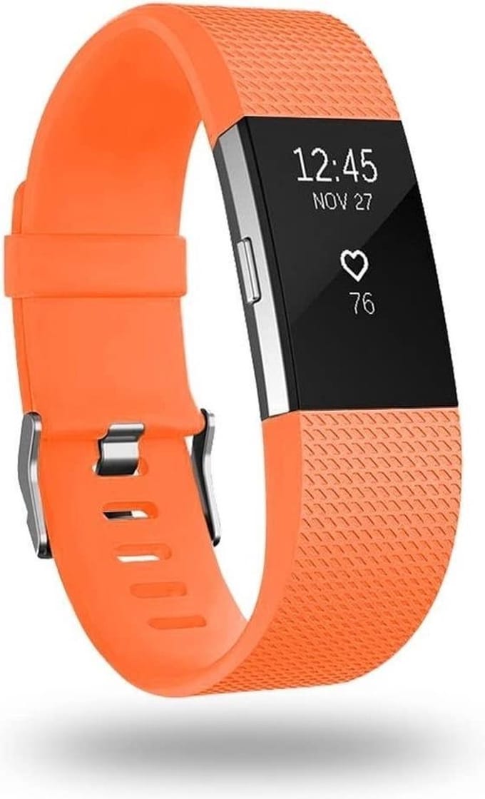 Jumada's - Fitbit Charge 2 bandje - Gesp - Siliconen - Oranje - Large