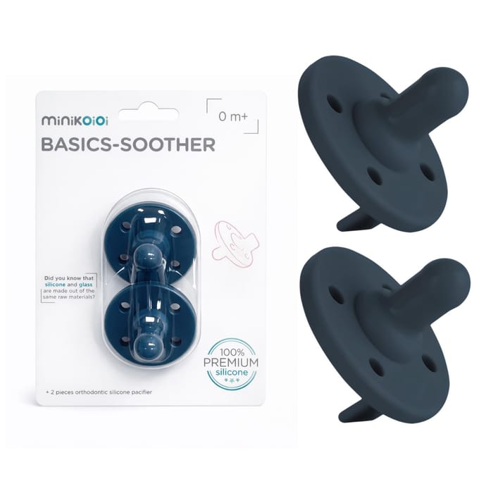 MinikOiOi Sucette Dynamique en Silicone 2 pièces. Bleu 0-24m