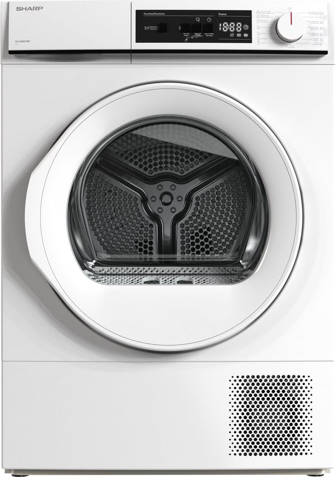 Sharp KDNA8S6WCBE - warmtepomp droger - energie label C - 15 programma's - LED trommelverlichting - links en rechts draaiend - wit