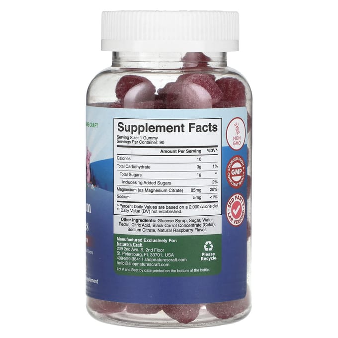 Nature's Craft magnesiumgummies voor kinderen, framboos, 90 gummies
