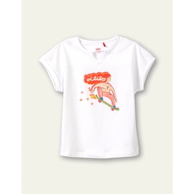 Oilily Tessa - T-Shirt - Meisjes - Wit - 98/3T