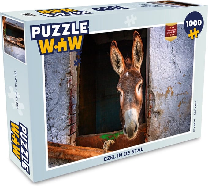 Puzzel Ezel in de stal - Legpuzzel - Puzzel 1000 stukjes volwassenen