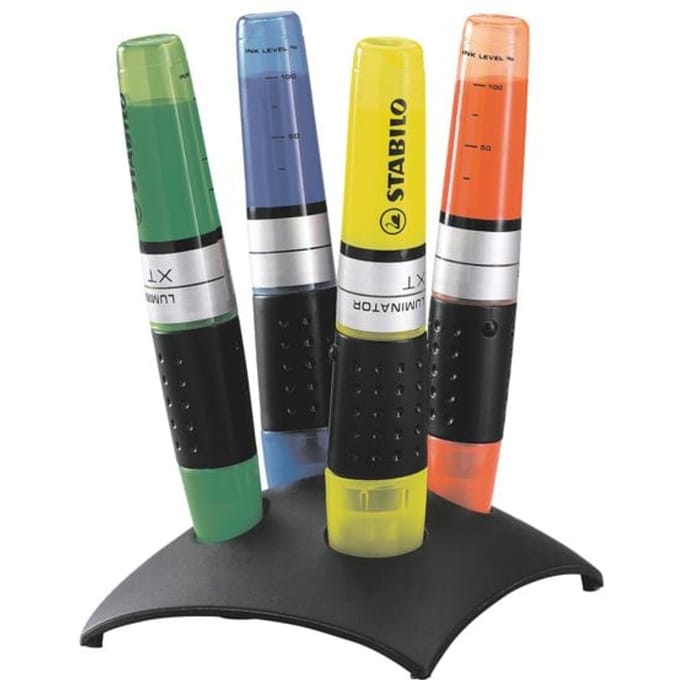 STABILO LUMINATOR - Markeerstift - Extra Grote Inkttank - Bureauset Met 4 Kleuren