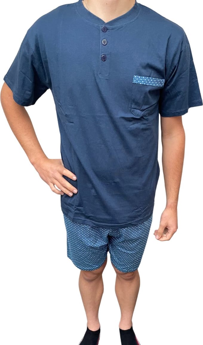 Cocodream Quality - Heren donker blauwe pyjama - Maat S - Mannen - MARINE -