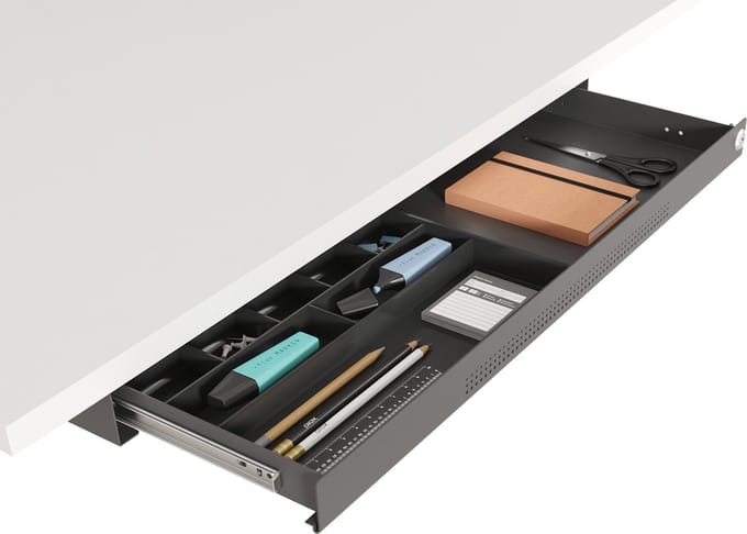 Worktrainer - Under Desk Drawer - Stalen documentenlade - bureaulade ondertafellade - Pennenlade - 74 x 25 cm