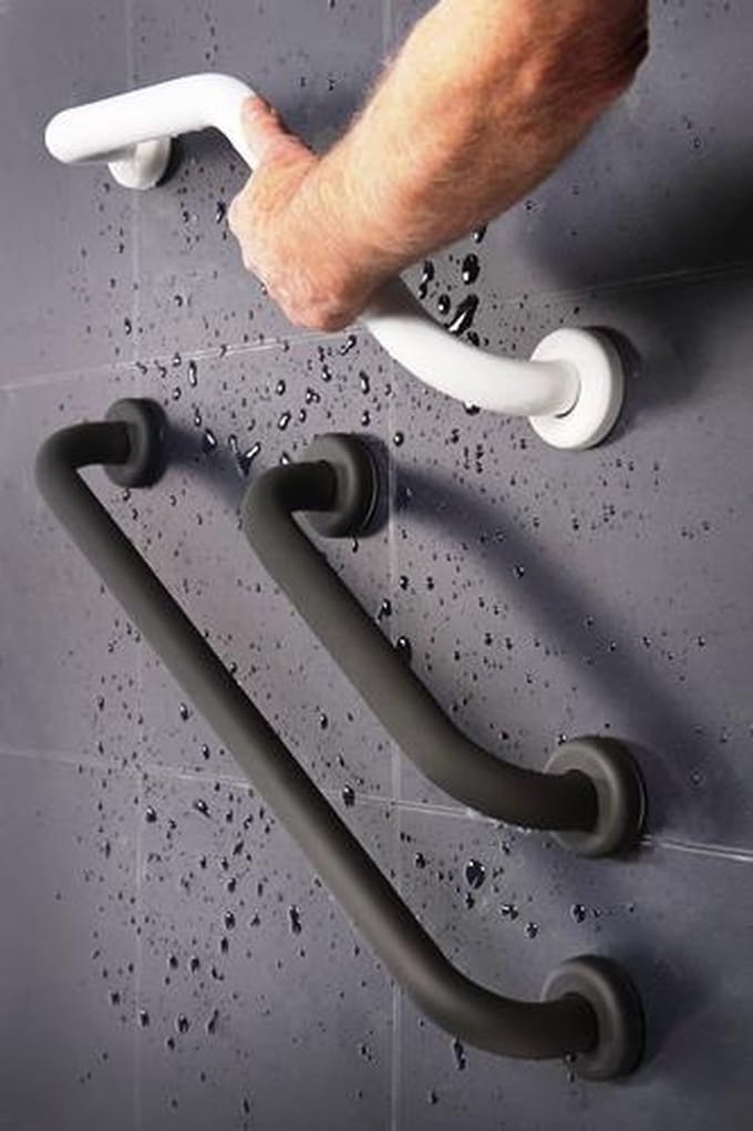 Wandbeugel in staal en antislip : 45 cm - antraciet (donker grijs)
