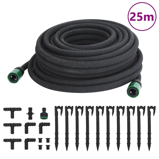 vidaXL - Druppelslang - 0,6'' - 25 - m - rubber - zwart