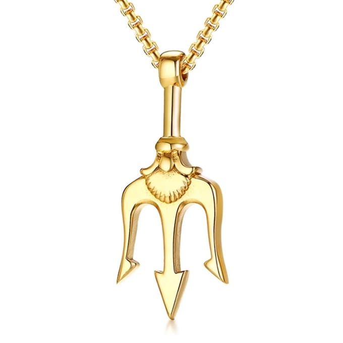 Mendes heren ketting Edelstaal Drietand Goudkleurig