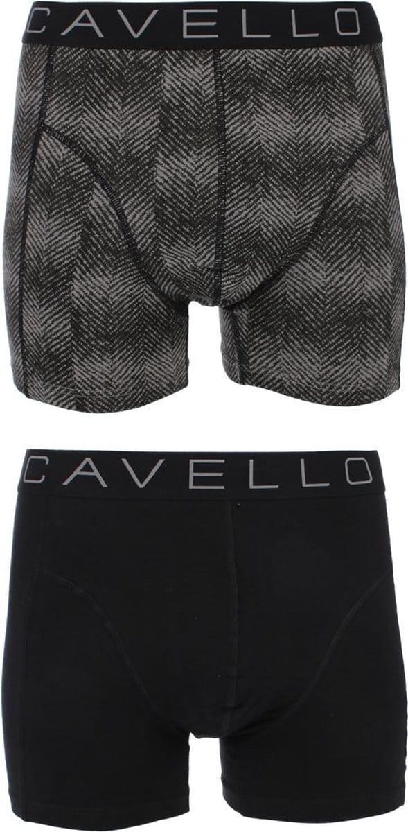 Cavello - 2-pack Boxershorts Zwart / Grijs Print - XXL