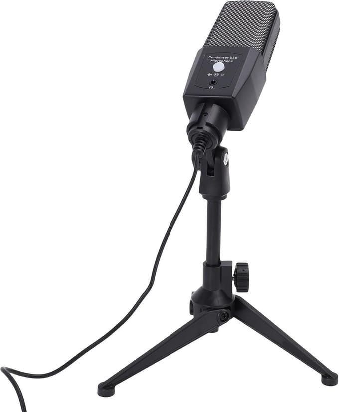 USB Microfoon - Condensator Microfoon - Streaming Opnames - RGB Verlichting - Met Statief - Zwart