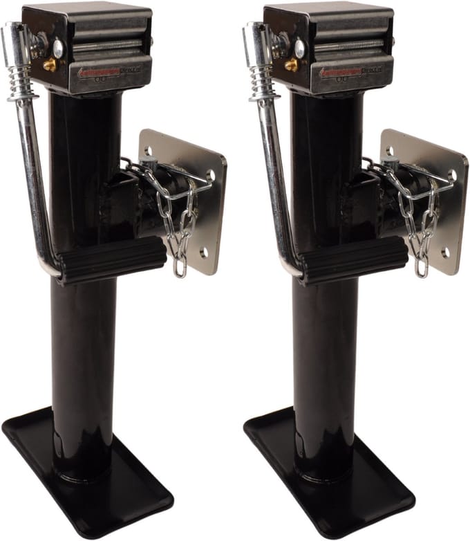 Set van twee kantelbare en uitdraaibare steunpoten - 43-70 cm - 2000 kg - inclusief flens