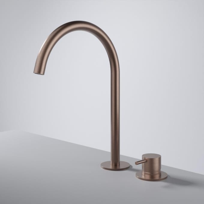 Hotbath Cobber CB023H wastafelkraan 2-gats hoog geborsteld koper PVD