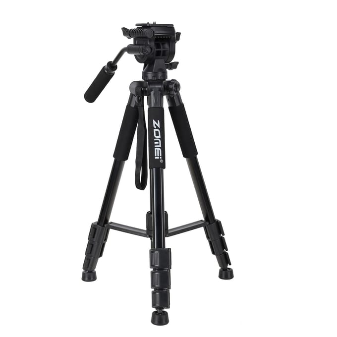 ZOMEI Q310 Professionele camera van aluminiumlegering Videostatief 4-delige uitschuifbare statiefmonopod met zwart