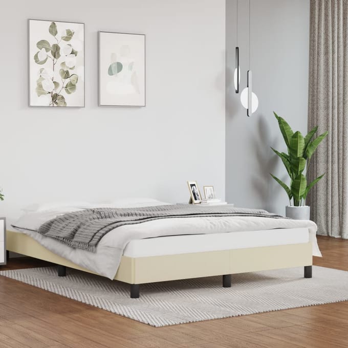 vidaXL - Bedframe - kunstleer - crèmekleurig - 140x190 - cm