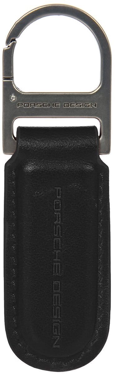 PORSCHE DESIGN Leren Sleutelhanger Keyring Oval Black Zwart