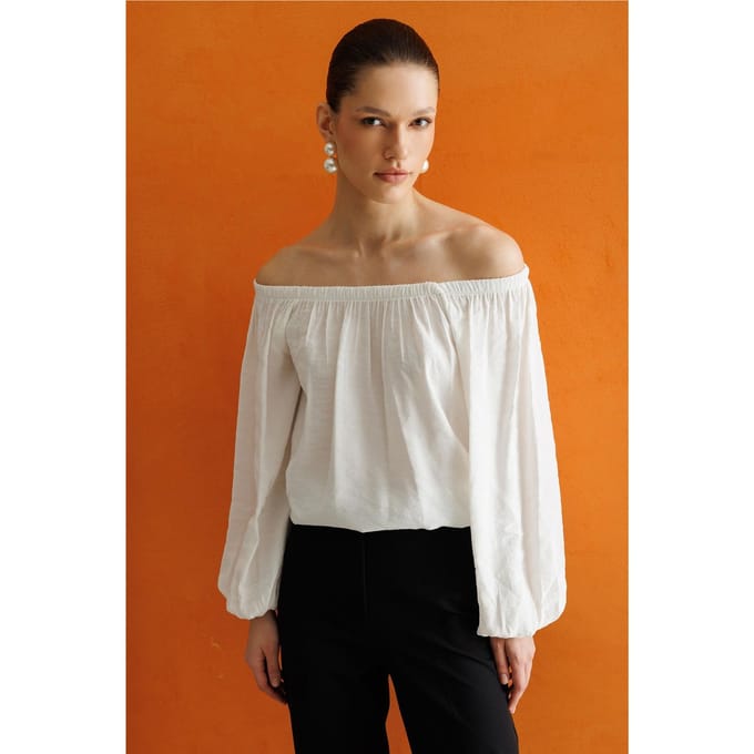 Schouderbevriadende Textuur Blouse