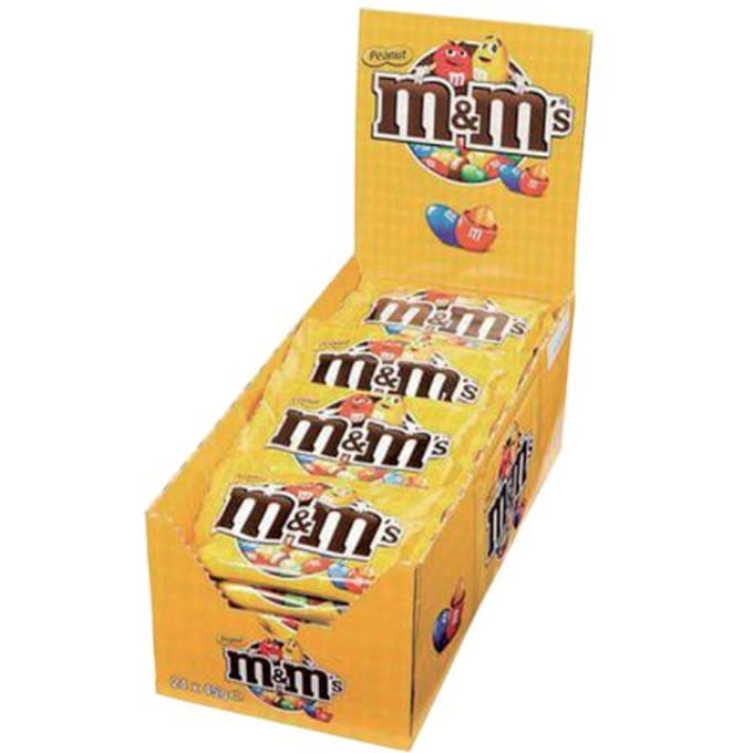 M&M'S Pinda - melk chocolade snoepjes - uitdeelzakjes 24x45g