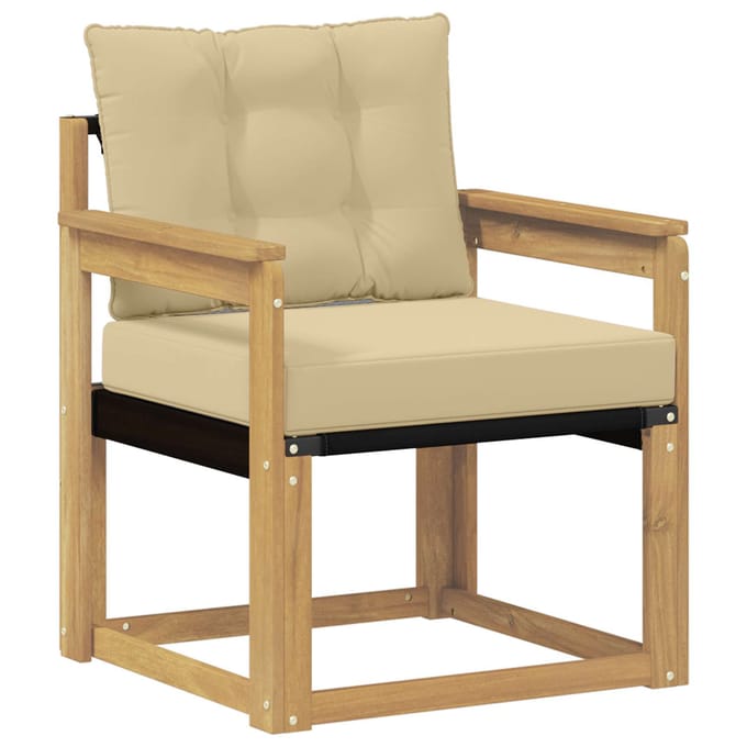 vidaXL - Buitensofa - Massief - Acaciahout - en - Textilene - Wit