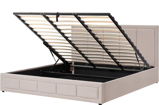 QUIBERON - Bed met opbergruimte - Beige - 180 x 200 cm - Polyester