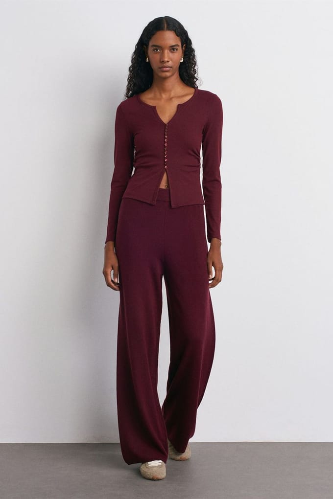 Vrouwen Wijdpijp Lurex Gebreid Broek