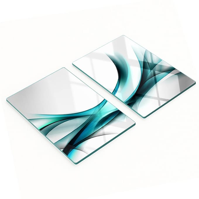 Keukenplanken van gehard glas met abstracte golfmotieven, 2x40x52 cm